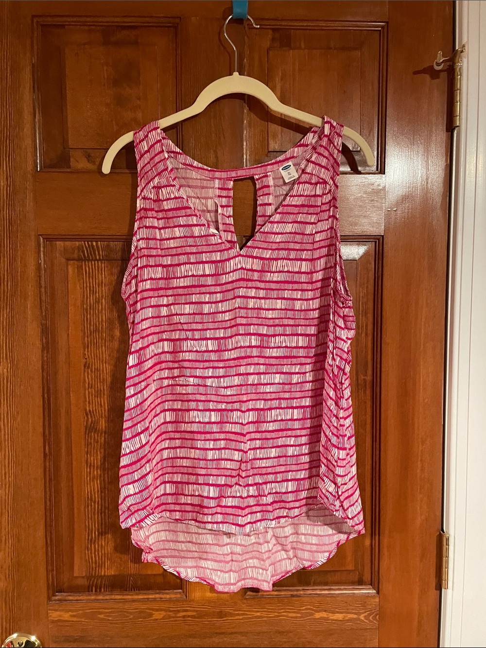 Old Navy Pink Striped Keyhole Tank Top